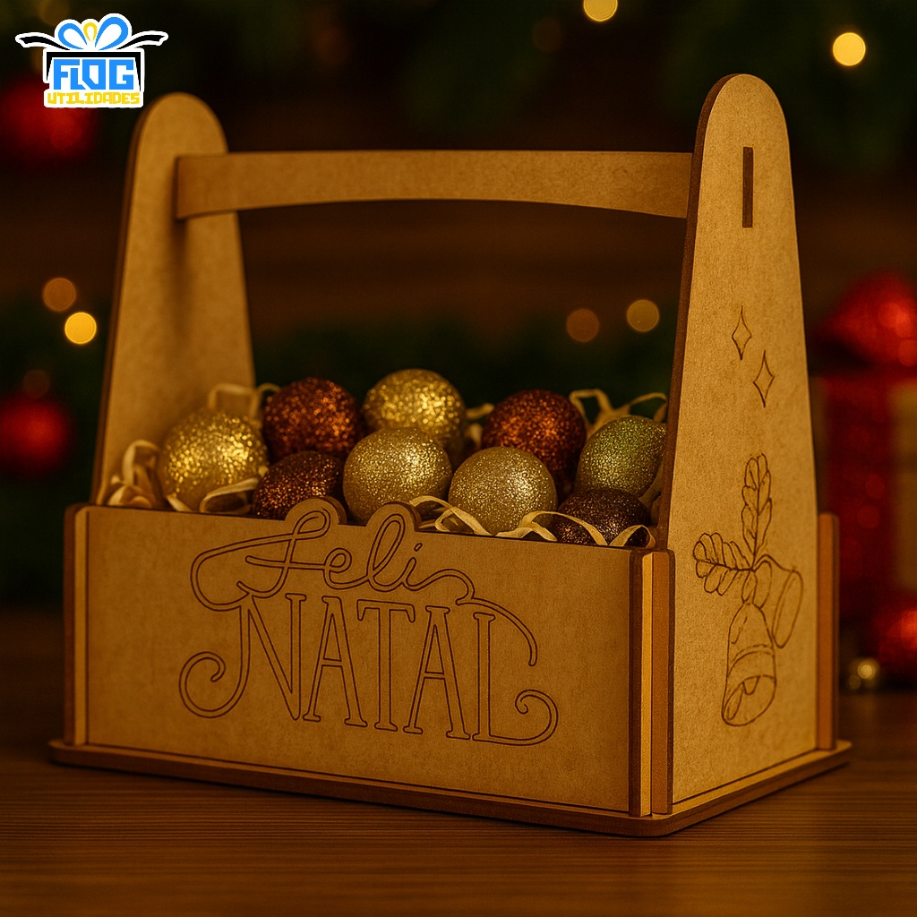 Kit 20 Cesta Lembrancinhas Decorativa VARIOS MODELOS de NATAL – Feliz Natal – Centro De mesa Natalino EM MDF / PAPELARIA