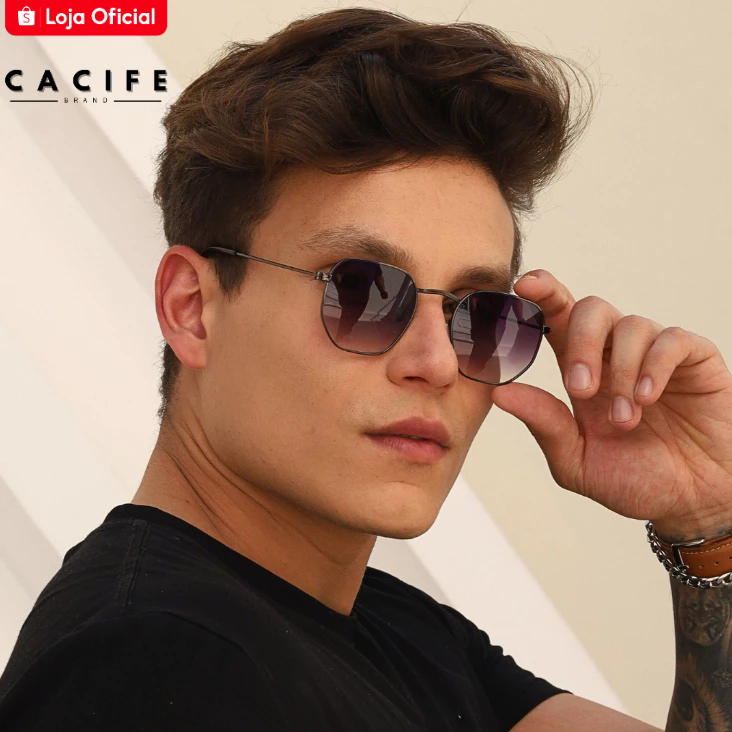 Oculos de Sol Hexagonal Grafite Preto Degrade Premium Original Classico uv400 Masculino Feminino