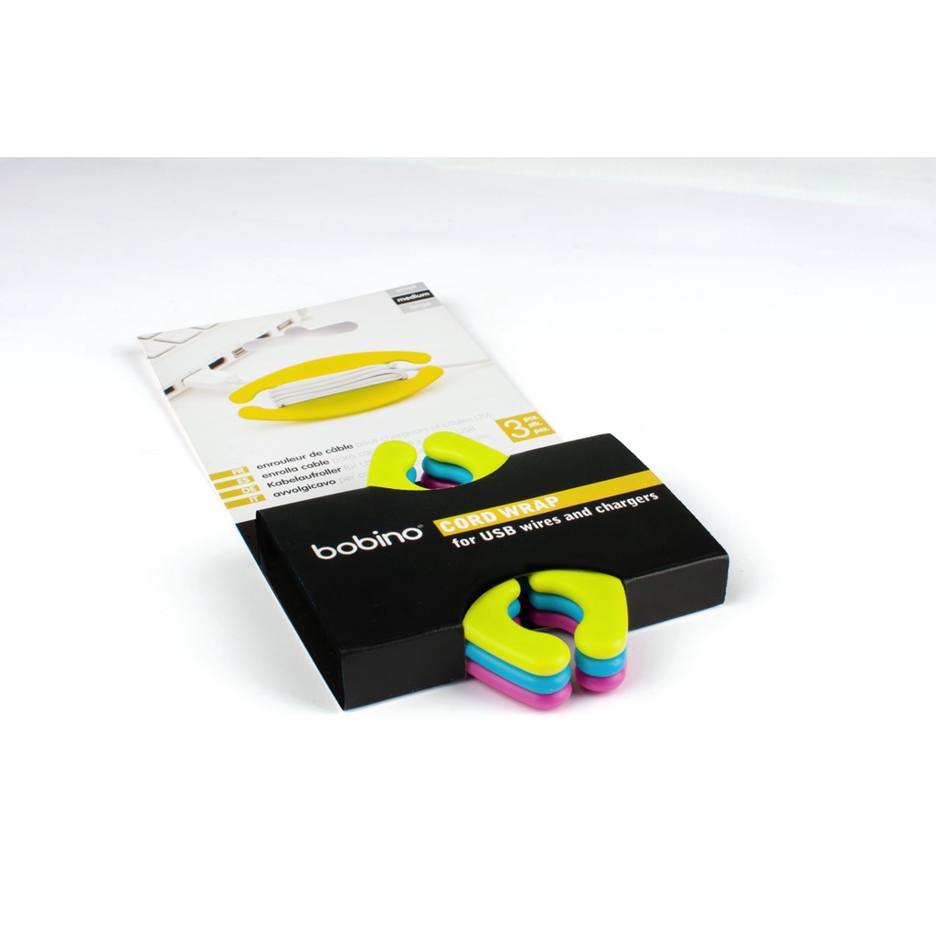 Organizador de Cabos Bobino Médio – Kit 3 Unidades para USB e Carregadores