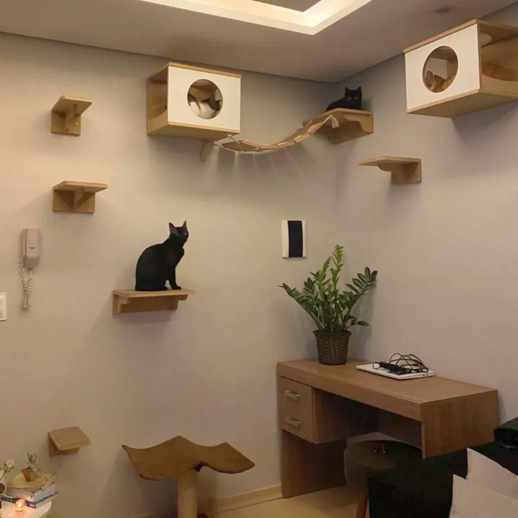 Playground para Gato 9pçs REFORÇADO Exclusivo Moderno Resistente Parque Gato Prateleira Para Gato