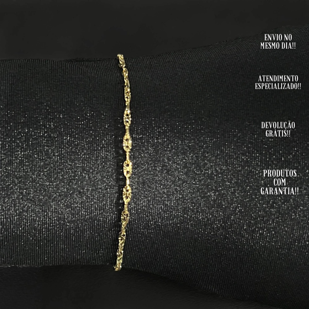 Pulseira Fina Delicada de Ouro 18k Piastrine 2mm Banhada a Ouro