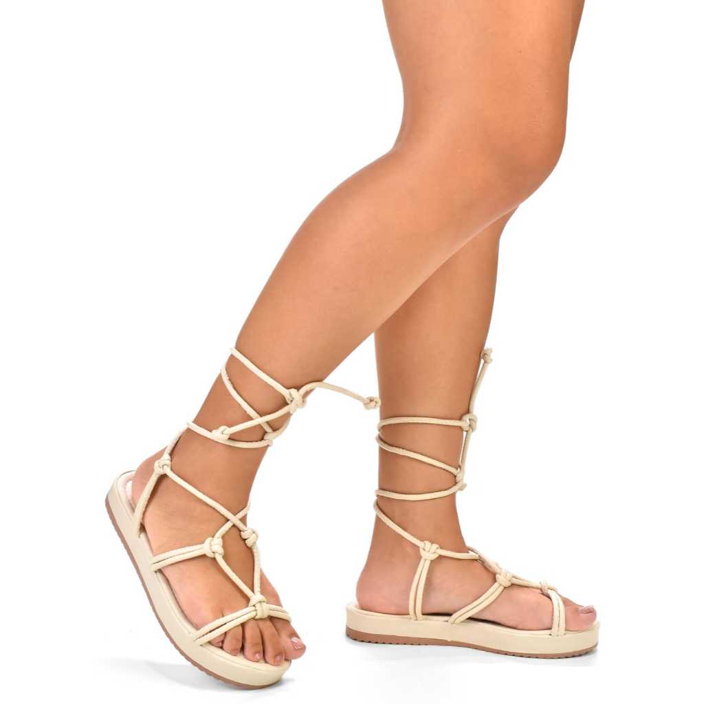Sandália Feminina Birken De Amarrar Papete Flatform Confort